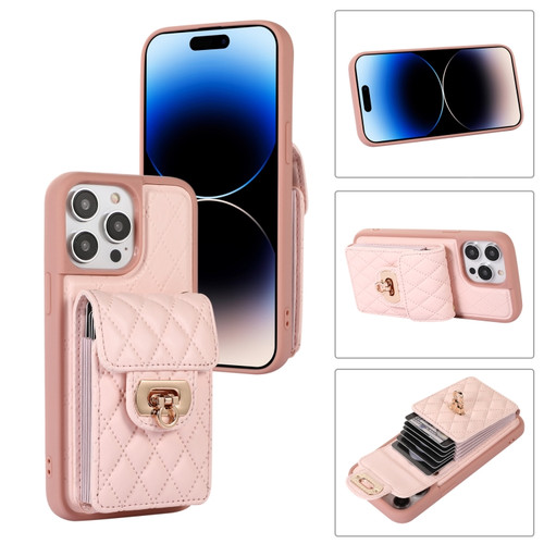 iPhone 14 Pro Max Card Slot Leather Phone Case - Pink