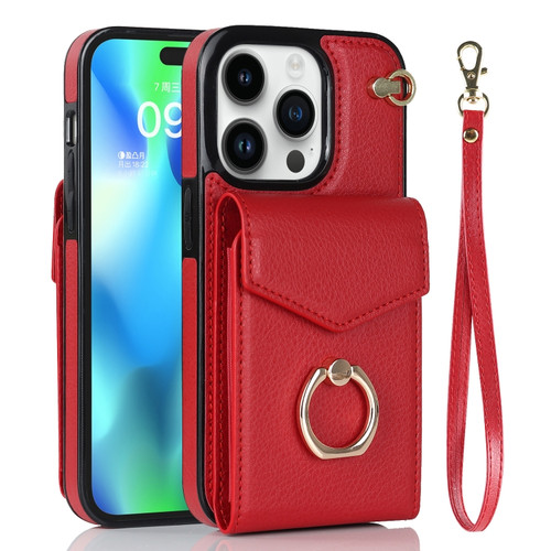 iPhone 14 Pro Max Anti-theft RFID Card Slot Phone Case - Red
