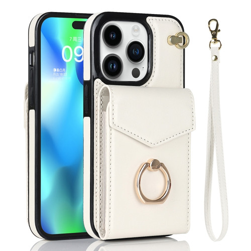 iPhone 14 Pro Max Anti-theft RFID Card Slot Phone Case - Beige