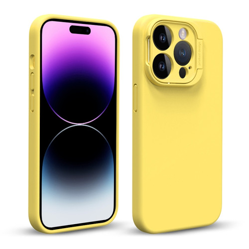 iPhone 14 Pro Max Liquid Silicone Lens Holder Phone Case - Yellow