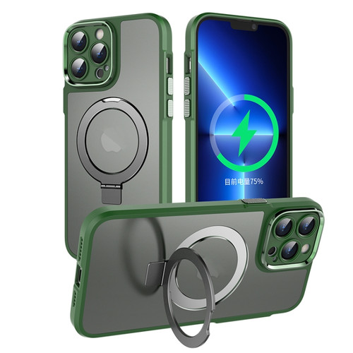 iPhone 14 Pro Max MagSafe Magnetic Metal Holder Phone Case - Green