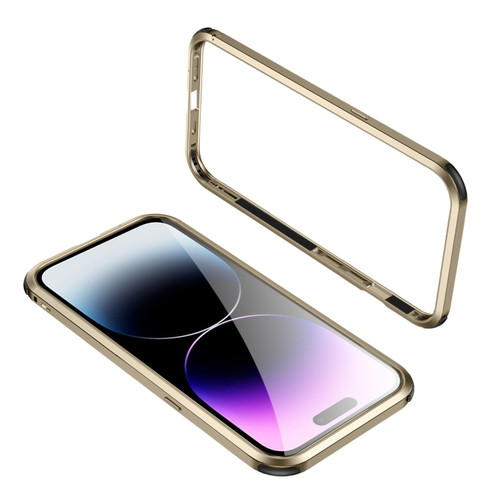 iPhone 14 Pro Max Four Corners Shockproof Metal Frame Phone Case  - Gold
