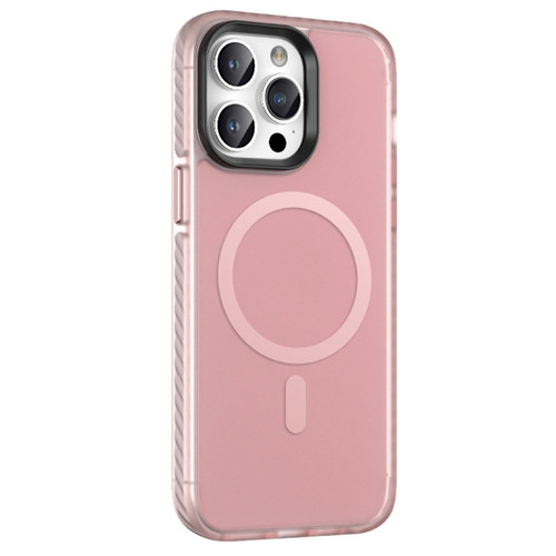 iPhone 14 Pro Max Skin Feel Semi-transparent Frosted MagSafe Magnetic Phone Case - Pink