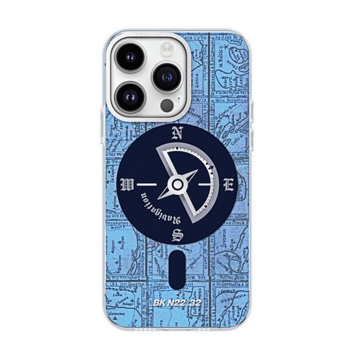 iPhone 14 Pro Max Navigation Series Matte Texture TPU + PC Magnetic Phone Case - Blue