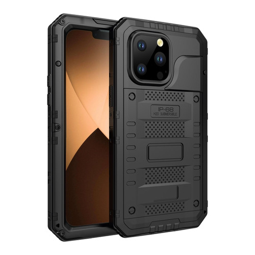 iPhone 14 Pro Max Shockproof Waterproof Dustproof Metal + Silicone Phone Case - Black