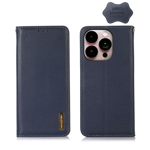 iPhone 14 Pro Max KHAZNEH Nappa Top Layer Cowhide Leather Phone Case  - Blue