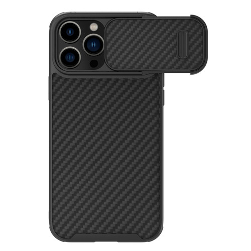 iPhone 14 Pro Max NILLKIN Synthetic Fiber Camshield Magnetic Phone Case - Black