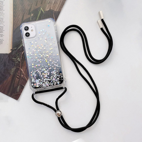 iPhone 14 Pro Lanyard Gradient Glitter Epoxy Case - Black