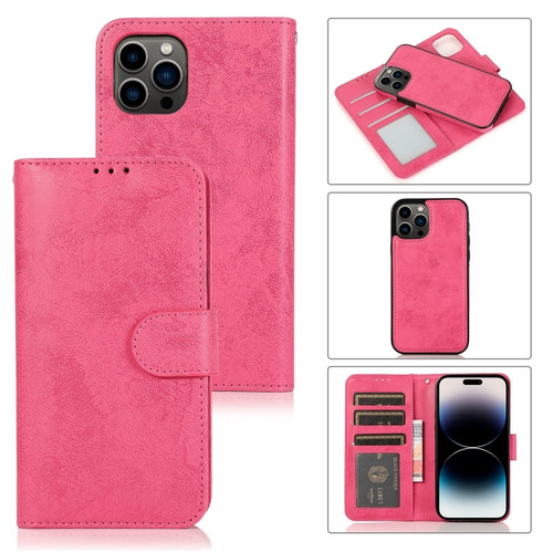 iPhone 14 Pro 2 in 1 Detachable Leather Case - Pink