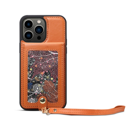 iPhone 14 Pro ESEBLE Star Series Lanyard Holder Card Slot Phone Case - Brown
