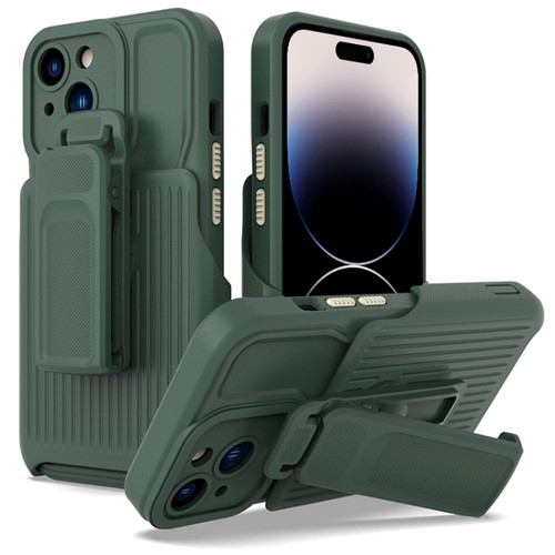 iPhone 14 Pro Explorer Series Back Clip Holder PC Phone Case - Dark Green