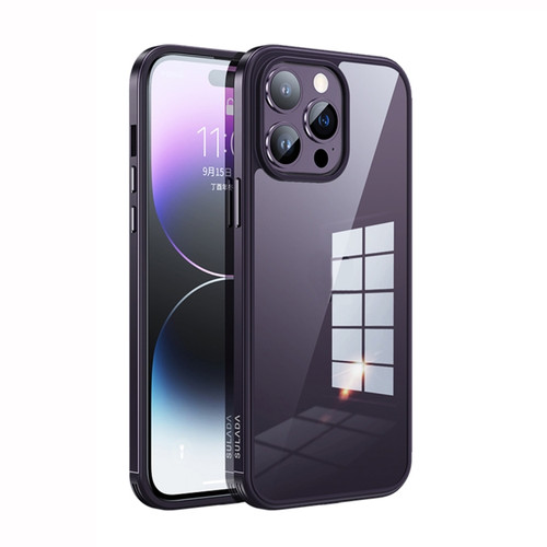 iPhone 14 Pro SULADA Metal Frame + Nano Glass + TPU Phone Case - Dark Purple