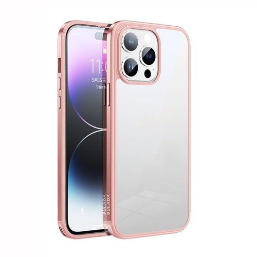iPhone 14 Pro SULADA Metal Frame + Nano Glass + TPU Phone Case - Pink