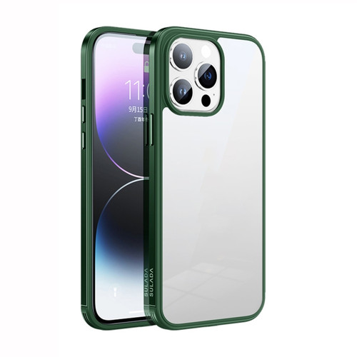 iPhone 14 Pro SULADA Metal Frame + Nano Glass + TPU Phone Case - Green
