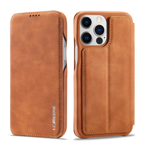 iPhone 14 Pro LC.IMEEKE Hon Ancient Series Flip Leather Phone Case - Brown