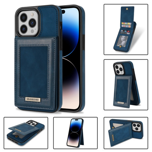 iPhone 14 Pro N.BEKUS Vertical Flip Card Slot RFID Phone Case - Blue
