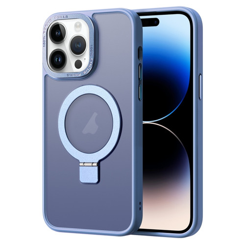 iPhone 14 Pro Skin Feel MagSafe Magnetic Holder Phone Case - Blue