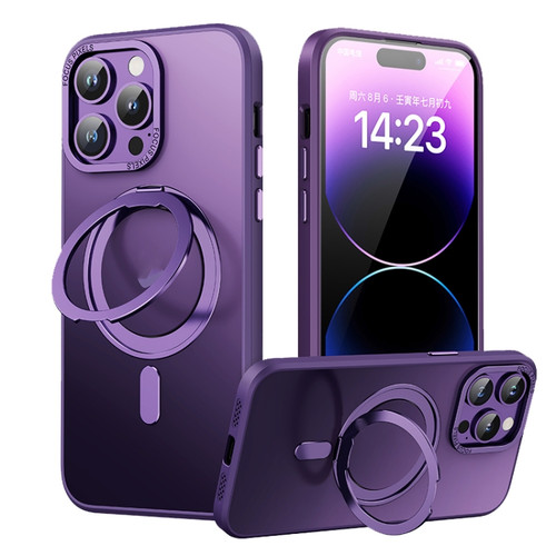 iPhone 14 Pro 360 Rotating MagSafe Magnetic Skin Feel Phone Case - Purple