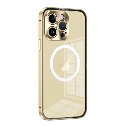 iPhone 14 Pro MagSafe HD Spring Buckle Metal Phone Case - Gold