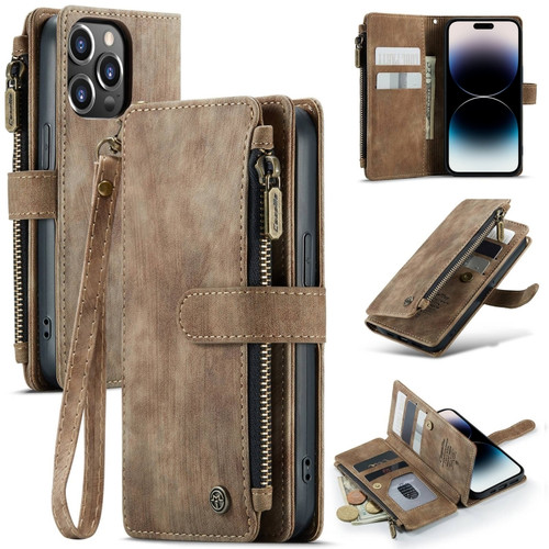 iPhone 14 Pro CaseMe C30 Multifunctional Phone Leather Case - Brown