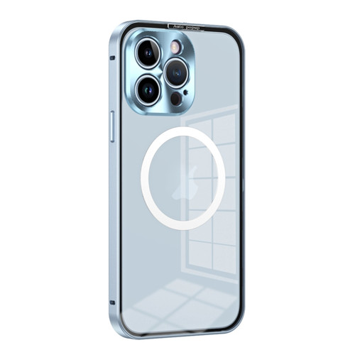 iPhone 14 Pro MagSafe HD Spring Buckle Metal Phone Case - Sierra Blue
