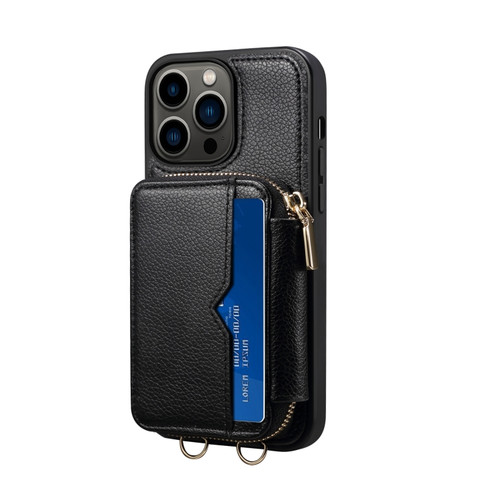iPhone 14 Pro Zipper Card Slot Phone Case - Black