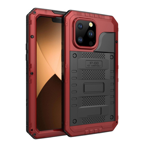 iPhone 14 Pro Shockproof Waterproof Dustproof Metal + Silicone Phone Case - Red