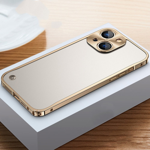 iPhone 14 Metal Frame + Frosted PC Phone Case  - Gold