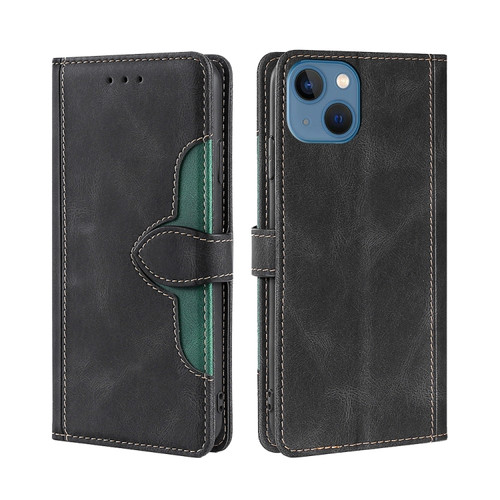 iPhone 14 Skin Feel Magnetic Buckle Leather Phone Case  - Black