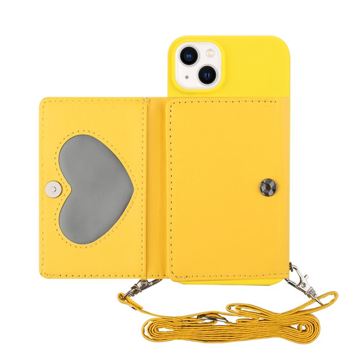 iPhone 14 Crossbody Lanyard Wallet Card Bag Phone Case - Yellow