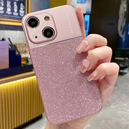 iPhone 14 Magsafe Magnetic Metallic Glitter Powder Shockproof Phone Case - Pink
