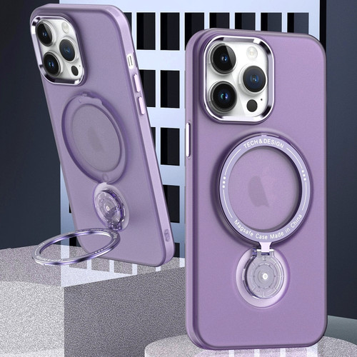 iPhone 14 360 Degree Rotation Holder MagSafe Magnetic Phone Case - Purple