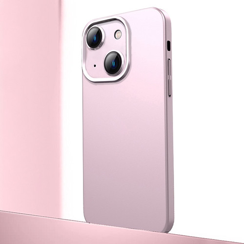 iPhone 14 Frosted Metal Material Phone Case with Lens Protection - Pink