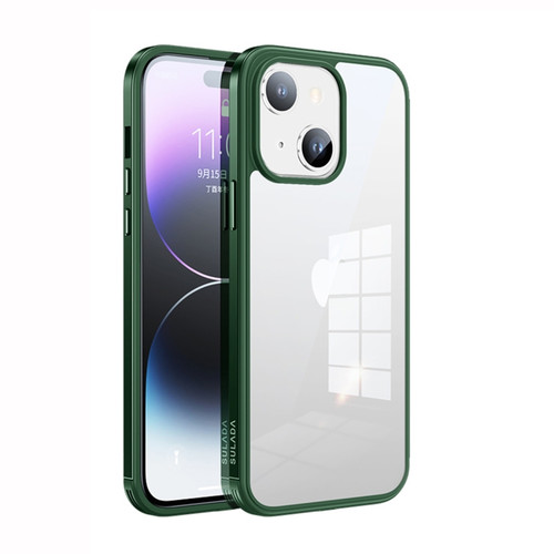 iPhone 14 SULADA Metal Frame + Nano Glass + TPU Phone Case - Green