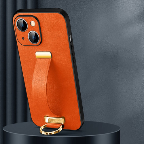 iPhone 14 SULADA Cool Series PC + Leather Texture Skin Feel Phone Case - Orange