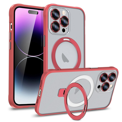 iPhone 14 Metal Eyes Series MagSafe Magnetic Holder Phone Case - Red