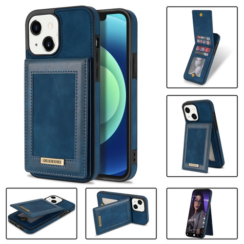 iPhone 14 N.BEKUS Vertical Flip Card Slot RFID Phone Case  - Blue
