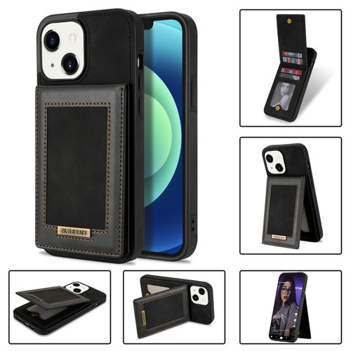iPhone 14 N.BEKUS Vertical Flip Card Slot RFID Phone Case  - Black