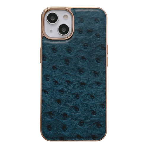 iPhone 14 Genuine Leather Ostrich Texture Nano Case  - Blue