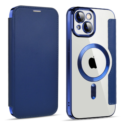iPhone 14 MagSafe Magnetic RFID Anti-theft Leather Phone Case - Royal Blue