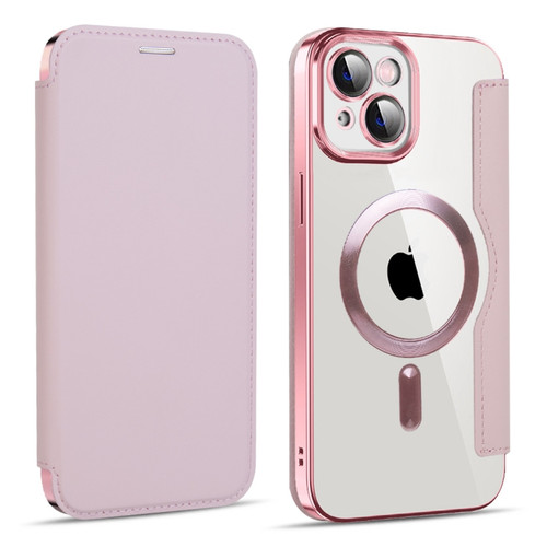 iPhone 14 MagSafe Magnetic RFID Anti-theft Leather Phone Case - Pink
