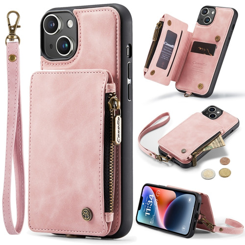 iPhone 14 CaseMe C20 Multifunctional Leather Phone Case - Pink