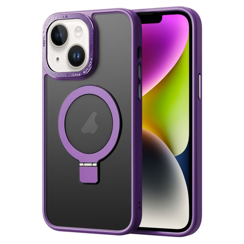 iPhone 14 Skin Feel MagSafe Magnetic Holder Phone Case - Purple