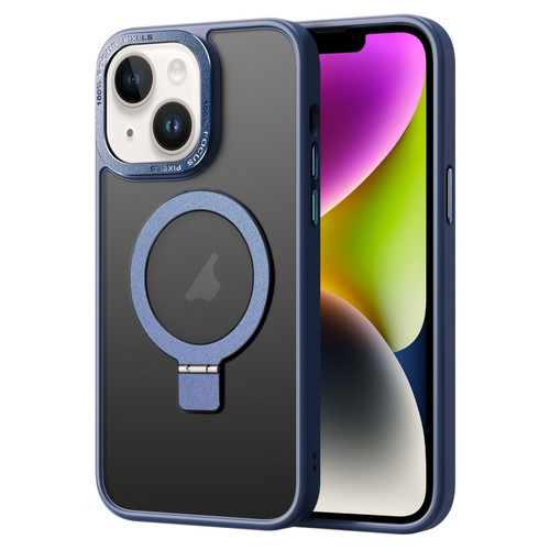 iPhone 14 Skin Feel MagSafe Magnetic Holder Phone Case - Dark Blue