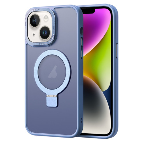 iPhone 14 Skin Feel MagSafe Magnetic Holder Phone Case - Blue
