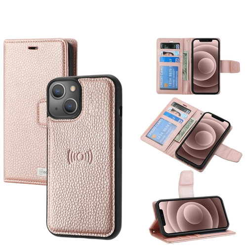 iPhone 14 Magnetic Detachable Leather Phone Case  - Rose Gold