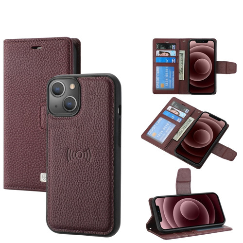 iPhone 14 Magnetic Detachable Leather Phone Case  - Purple