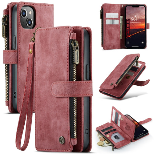 iPhone 14 CaseMe C30 Multifunctional Phone Leather Case  - Red