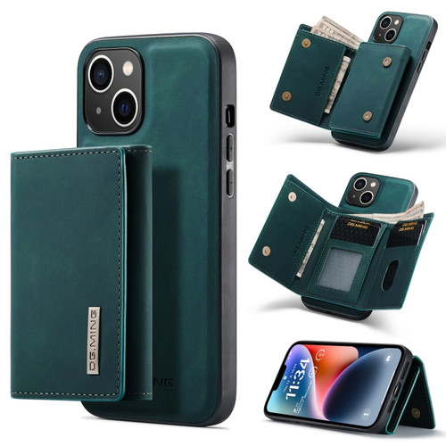 iPhone 14 DG.MING M1 Series 3-Fold Multi Card Wallet Leather Case - Green