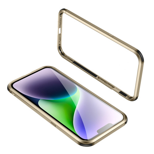 iPhone 14 Four Corners Shockproof Metal Frame Phone Case  - Gold